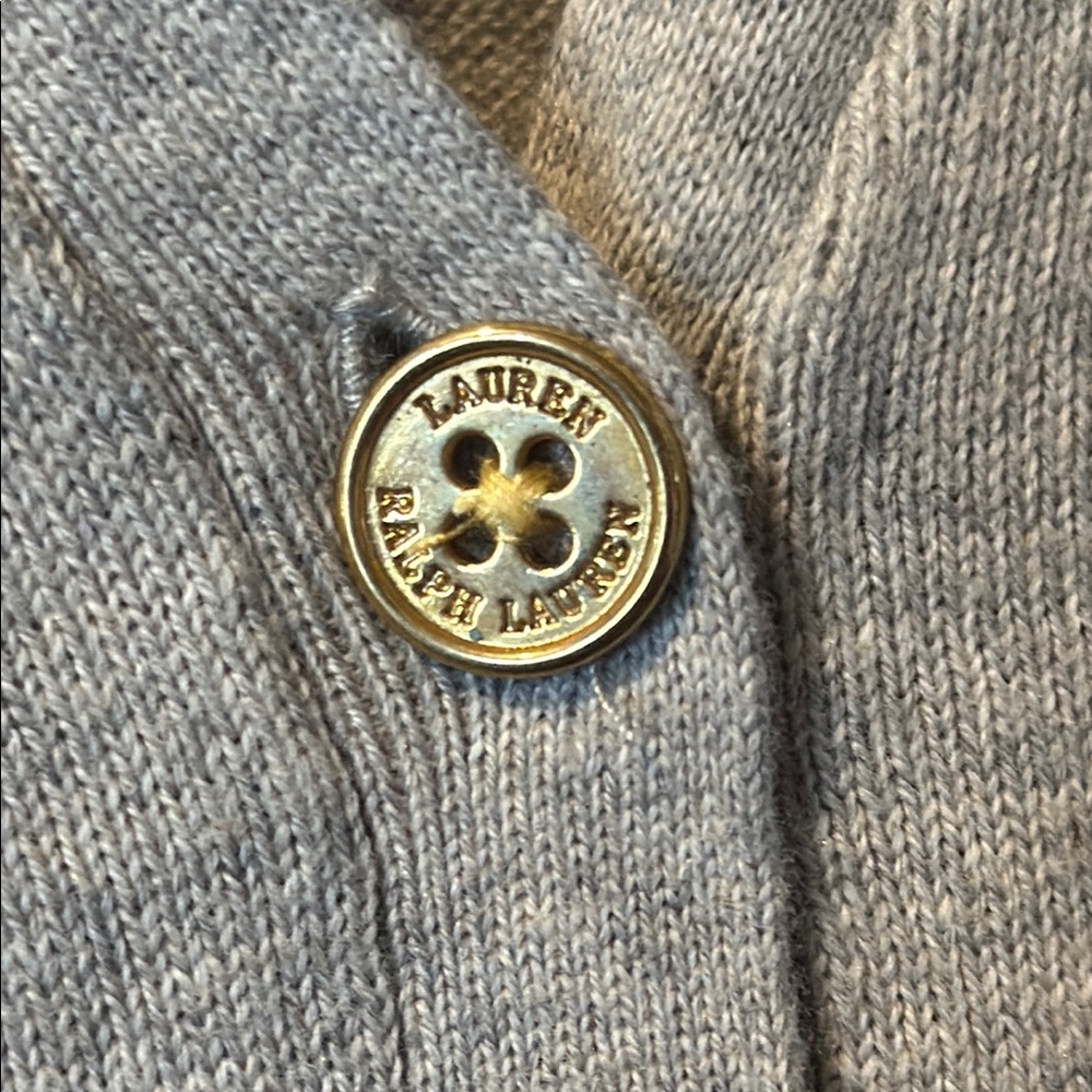 Ralph Lauren Gray Cardigan Sweater Classic Knit - Picture 8 of 15